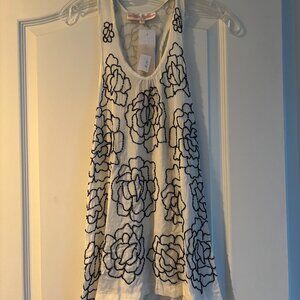 Monique Leshman White and Black Rose Tank